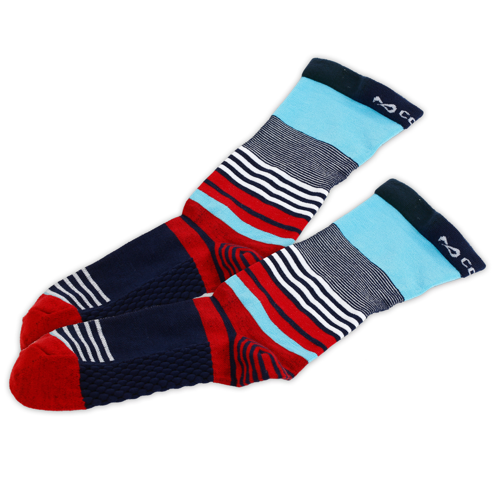 【comphy 】混搭条纹三分袜-鹅黄,艳丽红