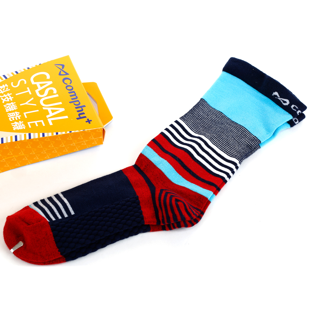 【comphy 】混搭条纹三分袜-鹅黄,艳丽红