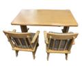 E70302*木色餐桌+2椅1長凳*