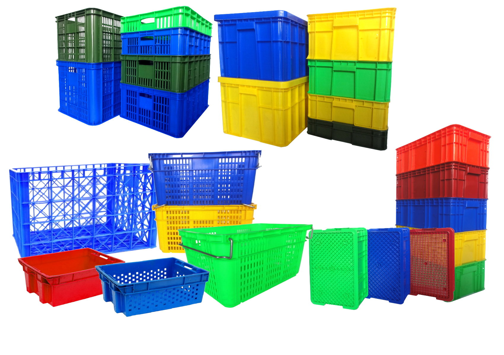 塑膠搬運箱、儲運箱、塑膠倉儲工具箱、物流籃、鐵柄搬運籃