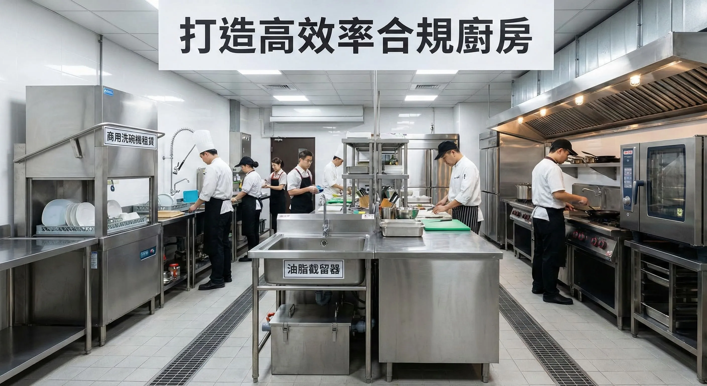 從商用洗碗機租賃到油脂截留器,打造高效率合規廚房