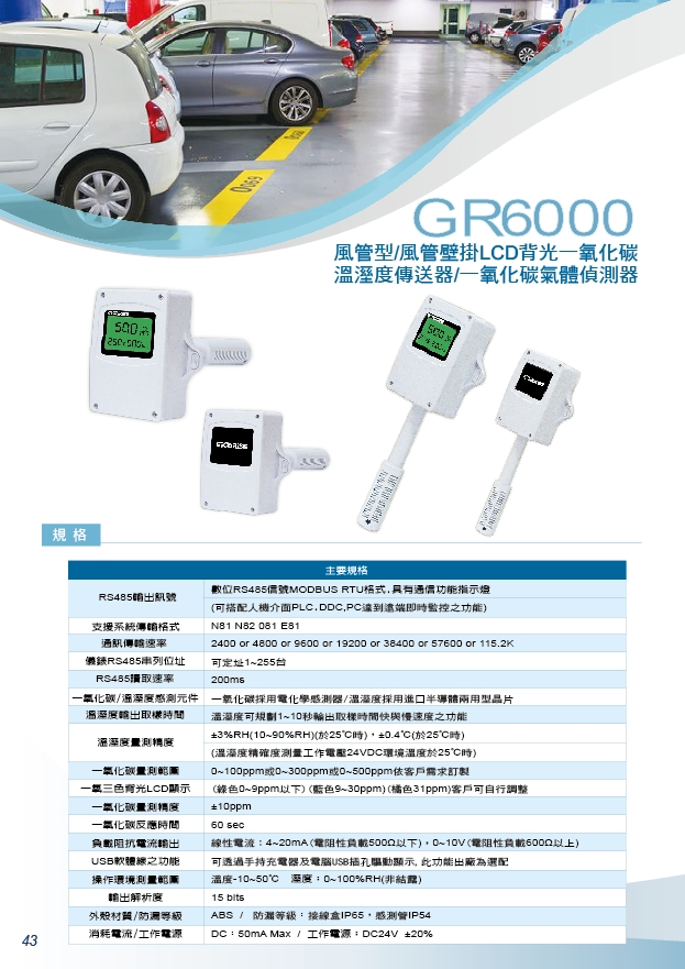 室內型PM2.5粉塵傳送偵測器-溫溼度+露點出線式控制器-管
