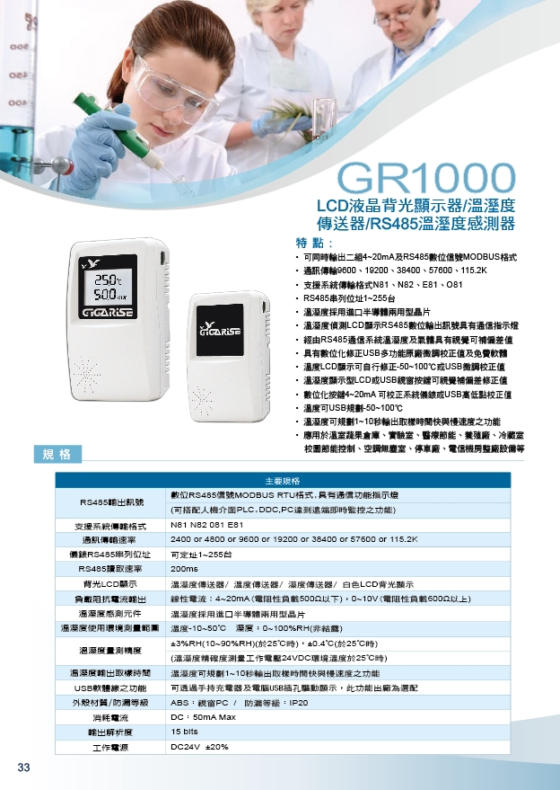 室內型PM2.5粉塵傳送偵測器-溫溼度+露點出線式控制器-管