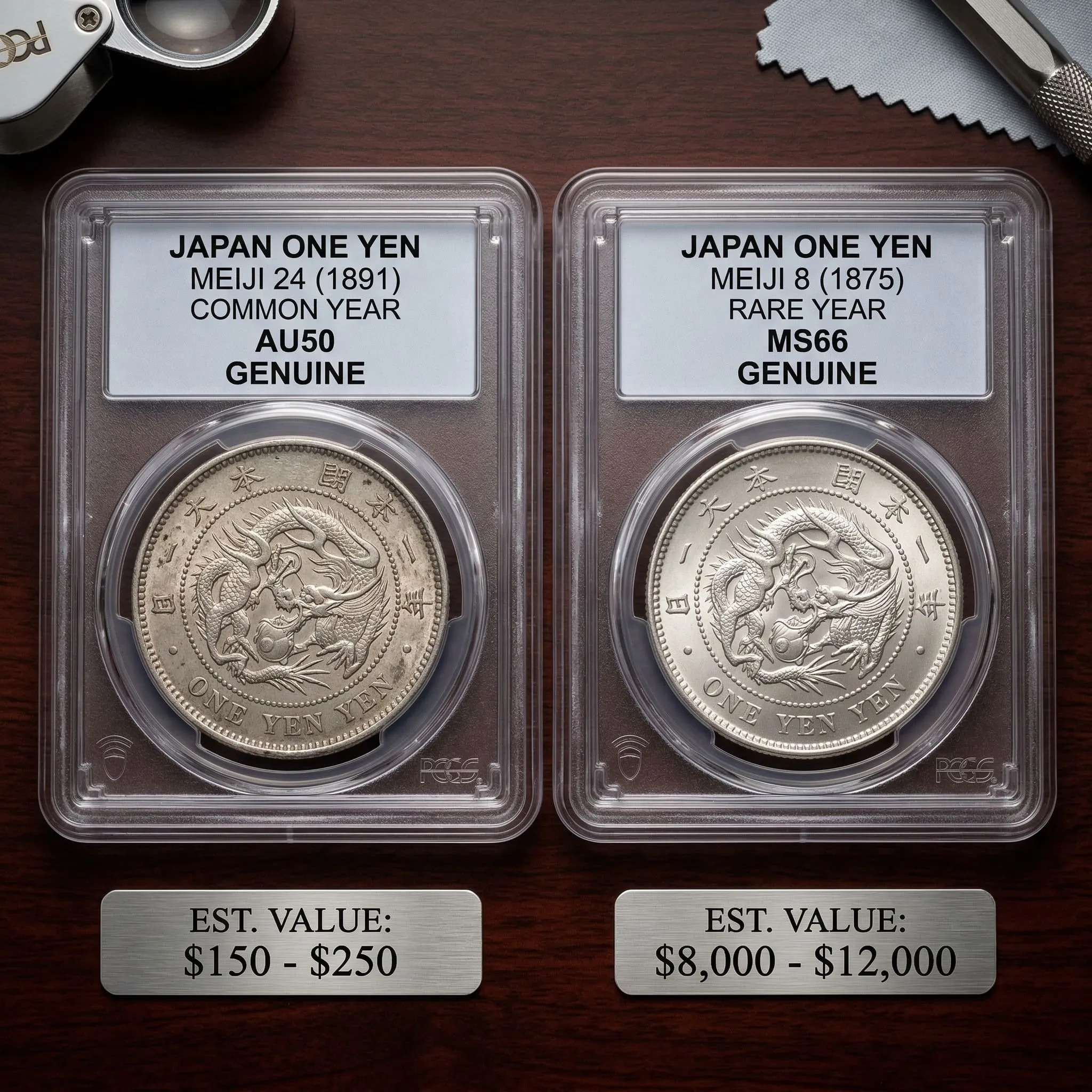 年份影響龍銀價值示意圖