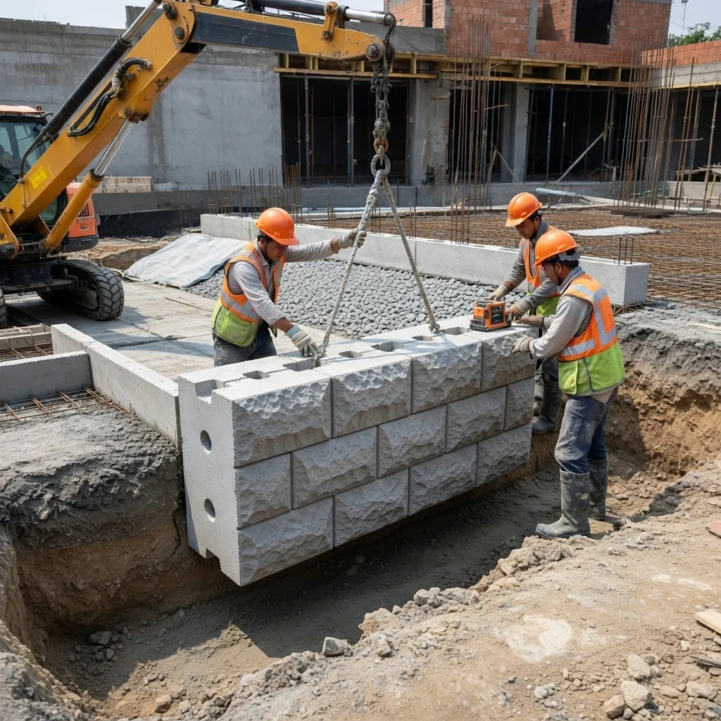 預鑄擋土牆吊裝與精準定位