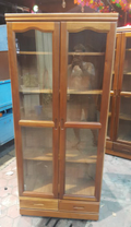 台中樂居二手家具 A521BJH 樟木色玻璃書櫃*