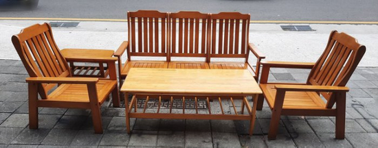 樂居二手家具 A0926EJJ 原木色木製沙發組