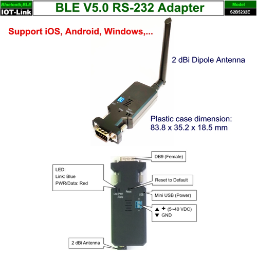 BLE V5.0 RS232 adapter profile