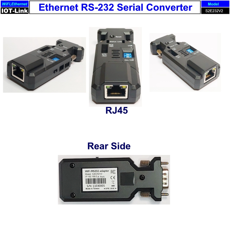 Ethern RS232 adapter rear view