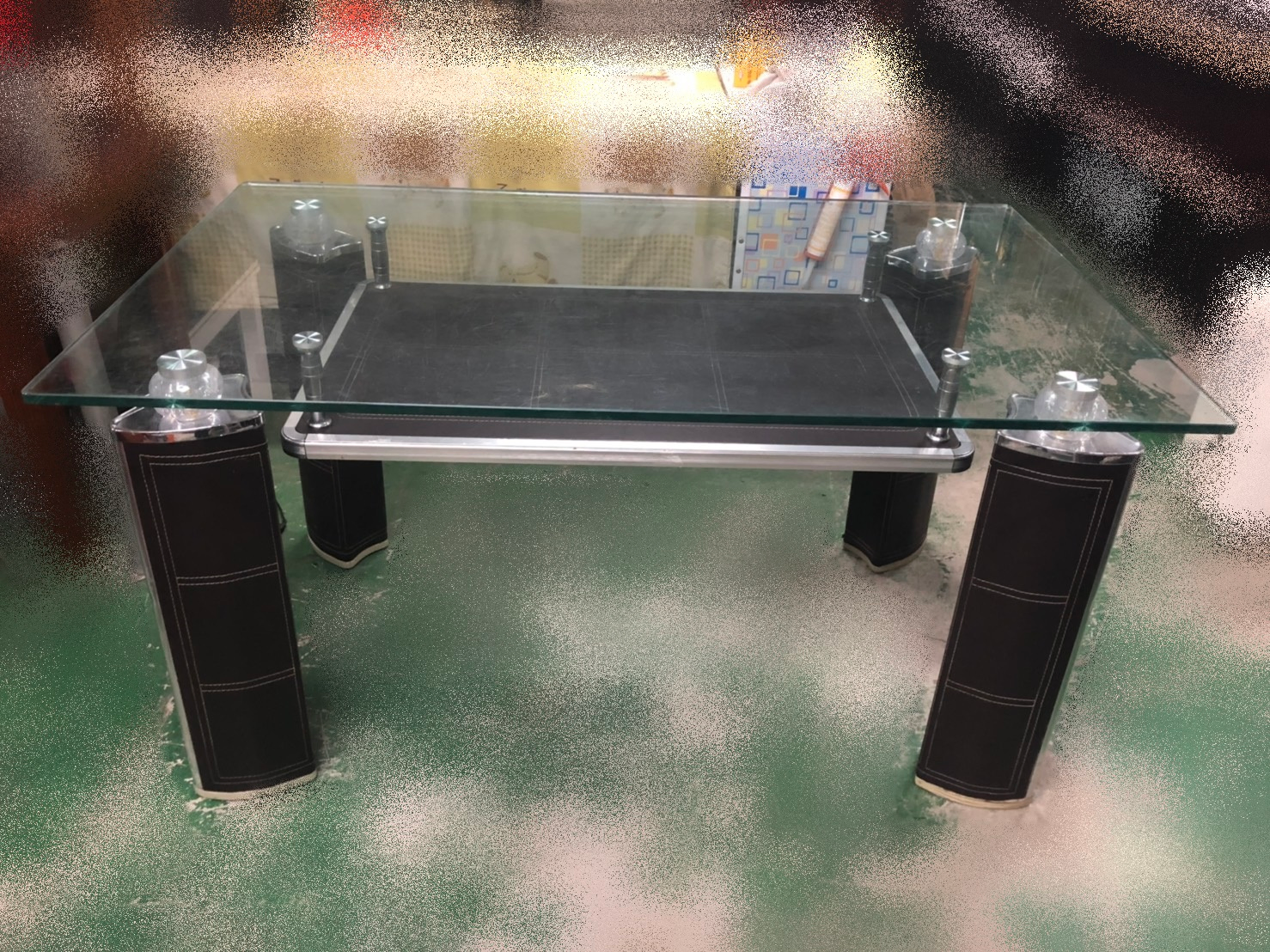 連冠中古傢俱館❋E214BJE玻璃面餐桌