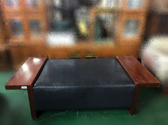 台中連冠中古傢俱館❋A313AJE黑皮床尾椅