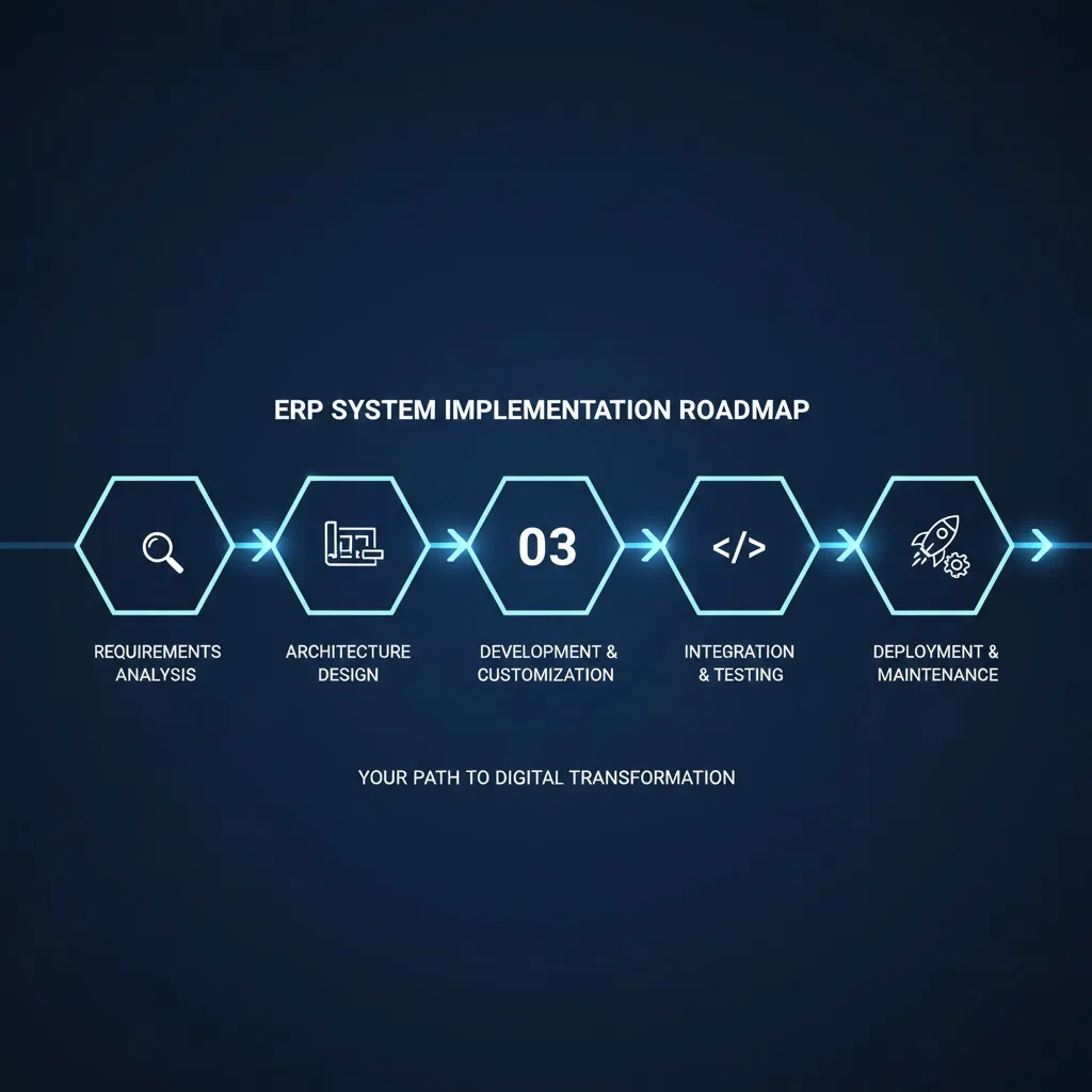 ERP 導入五大階段時間軸示意圖