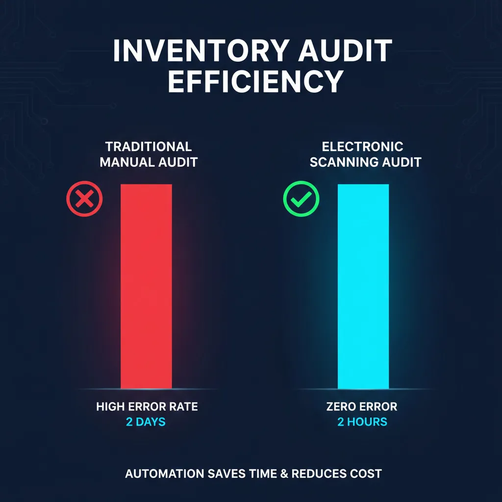 傳統 vs. 電子盤點效率示意圖