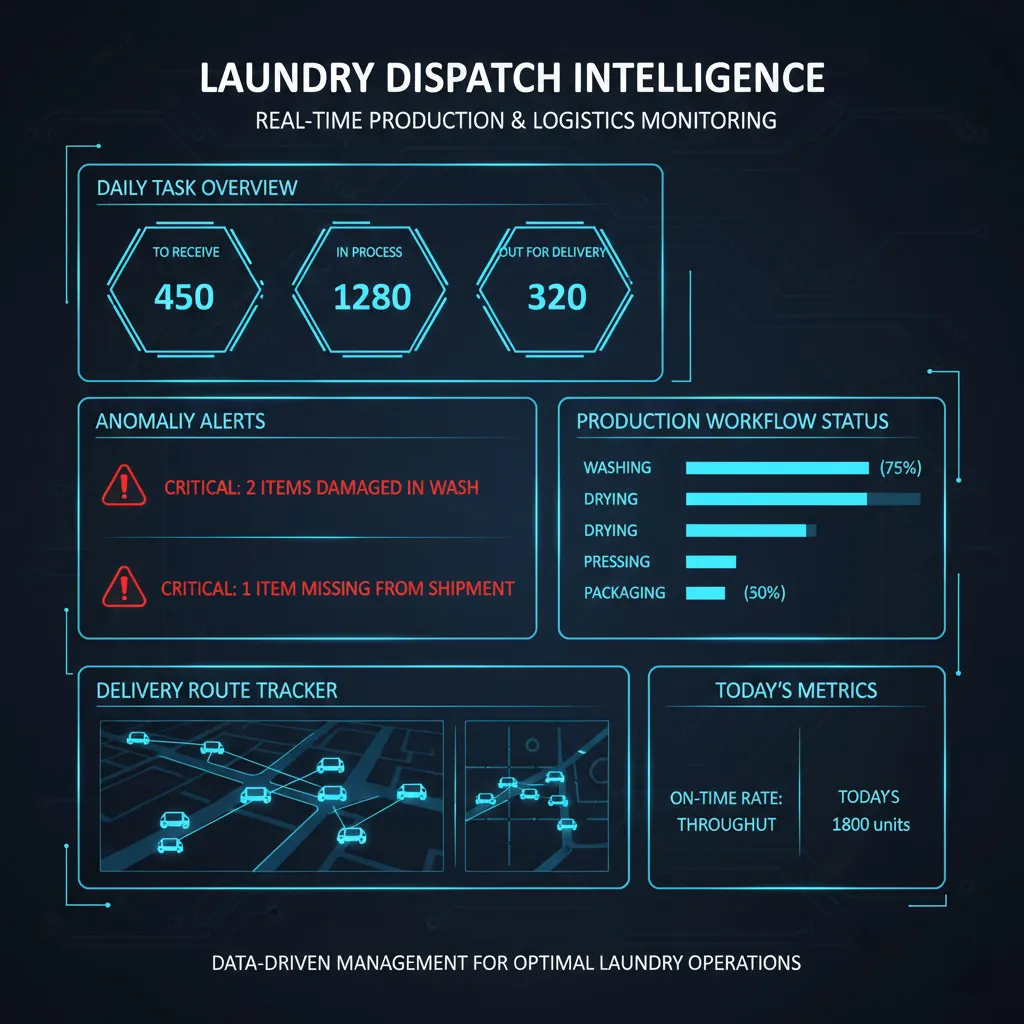 洗衣進出貨智能儀表板示意圖