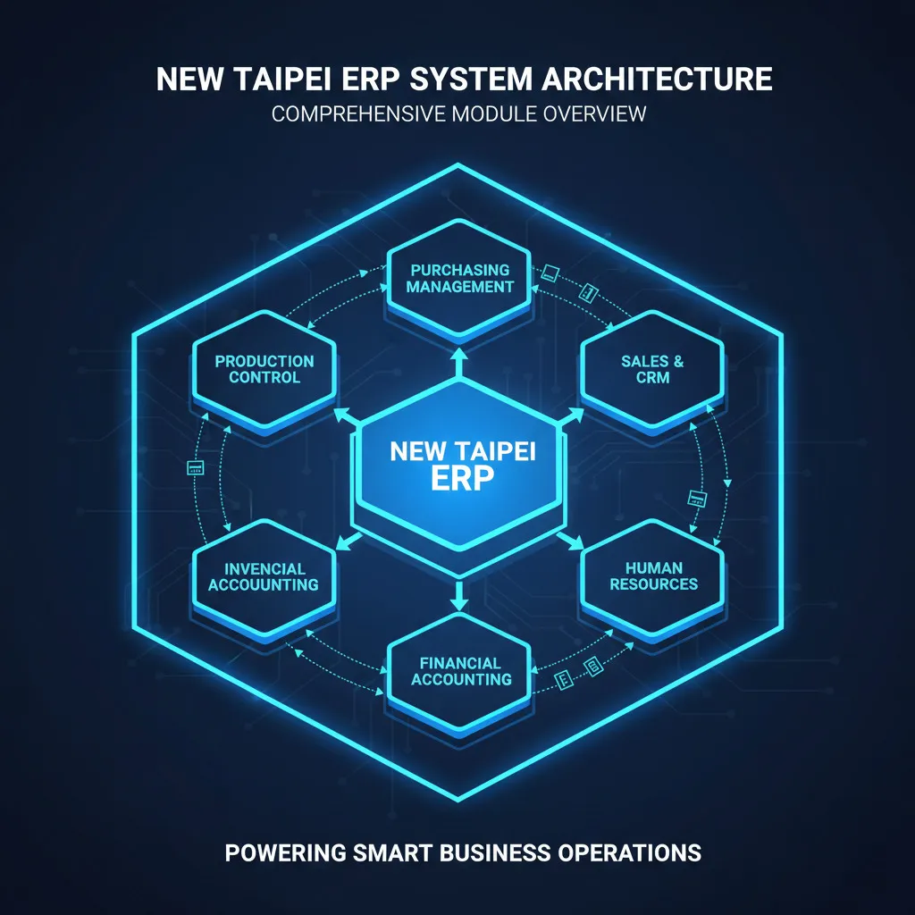 新北ERP系統核心模組示意圖
