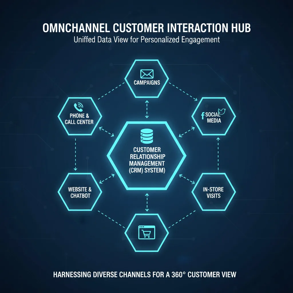 客戶管理系統與多渠道互動示意圖