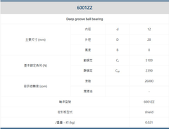 6001ZZ規格