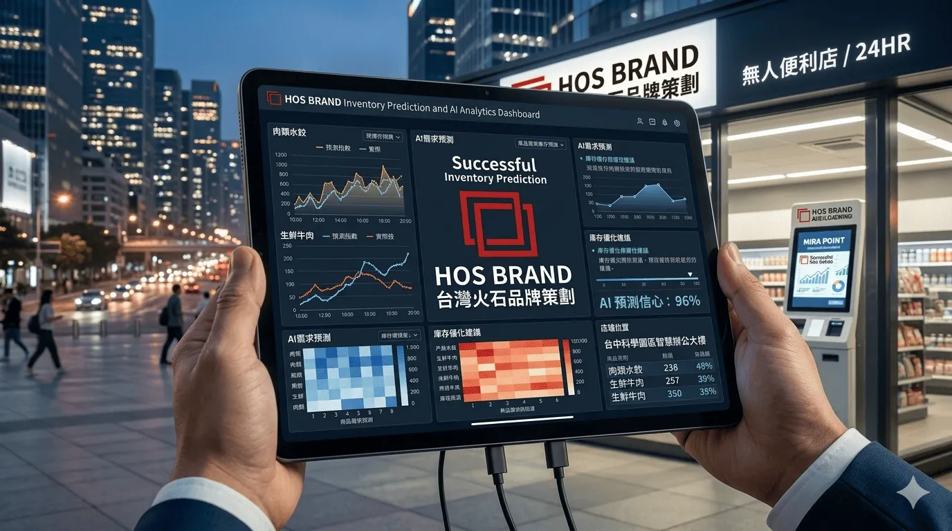 電腦螢幕顯示庫存預測系統的儀表板，數據圖表清晰。