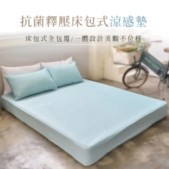 【H&H】抗菌釋壓床包式涼感墊 (含枕巾)(雙人)