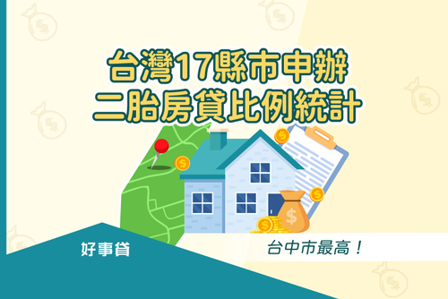台灣17縣市申辦二胎房貸比例統計,台中市最高!