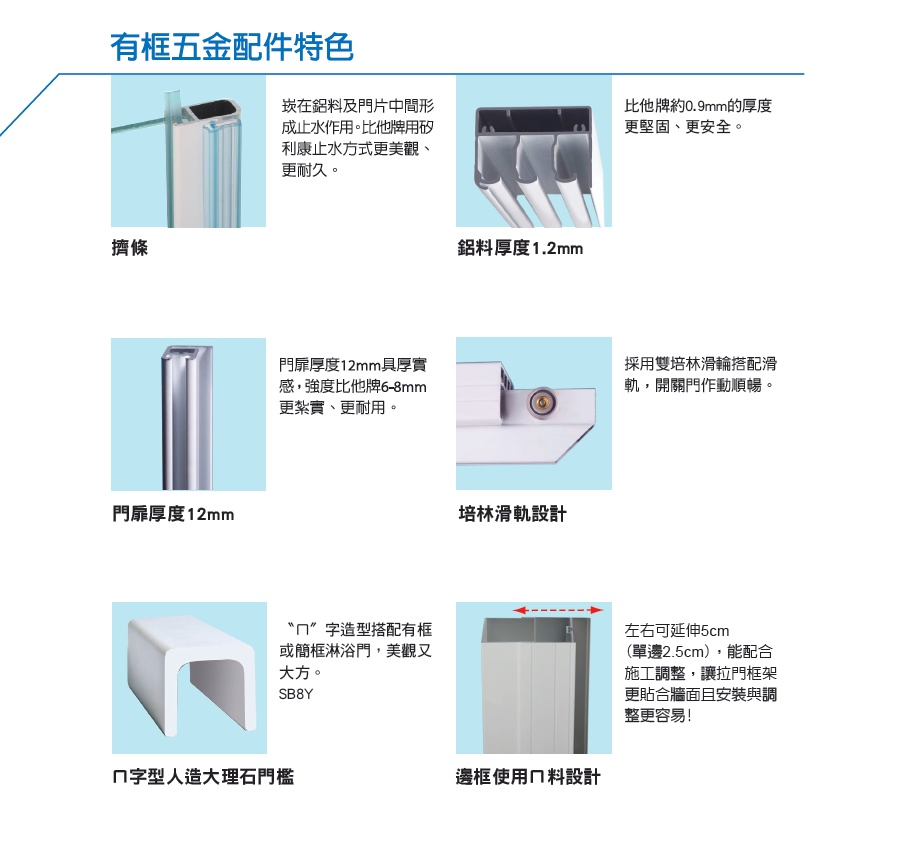 有框淋浴拉門