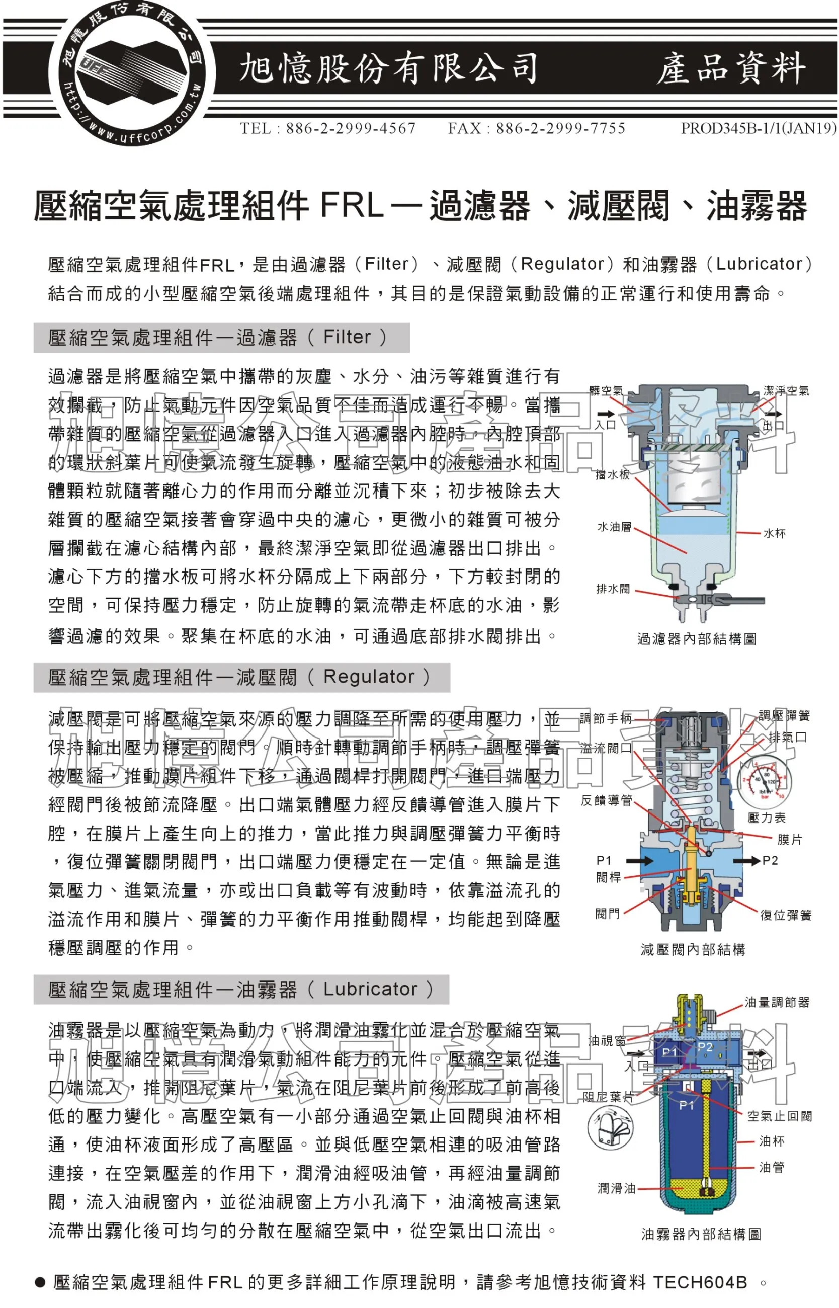 壓縮空氣處理組件 FRL一過濾器、減壓閥、油霧器