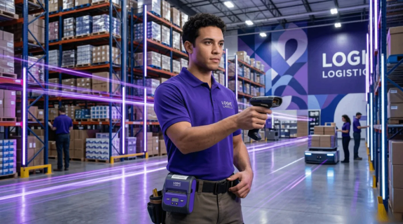 物流理貨員腰間配戴輕便型藍芽列印設備