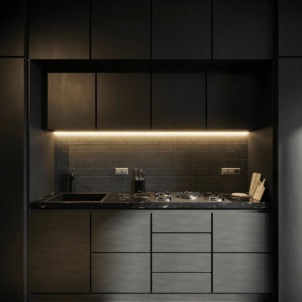 開放式廚房燈光配置：用LED燈條打造烹飪與用餐區隔