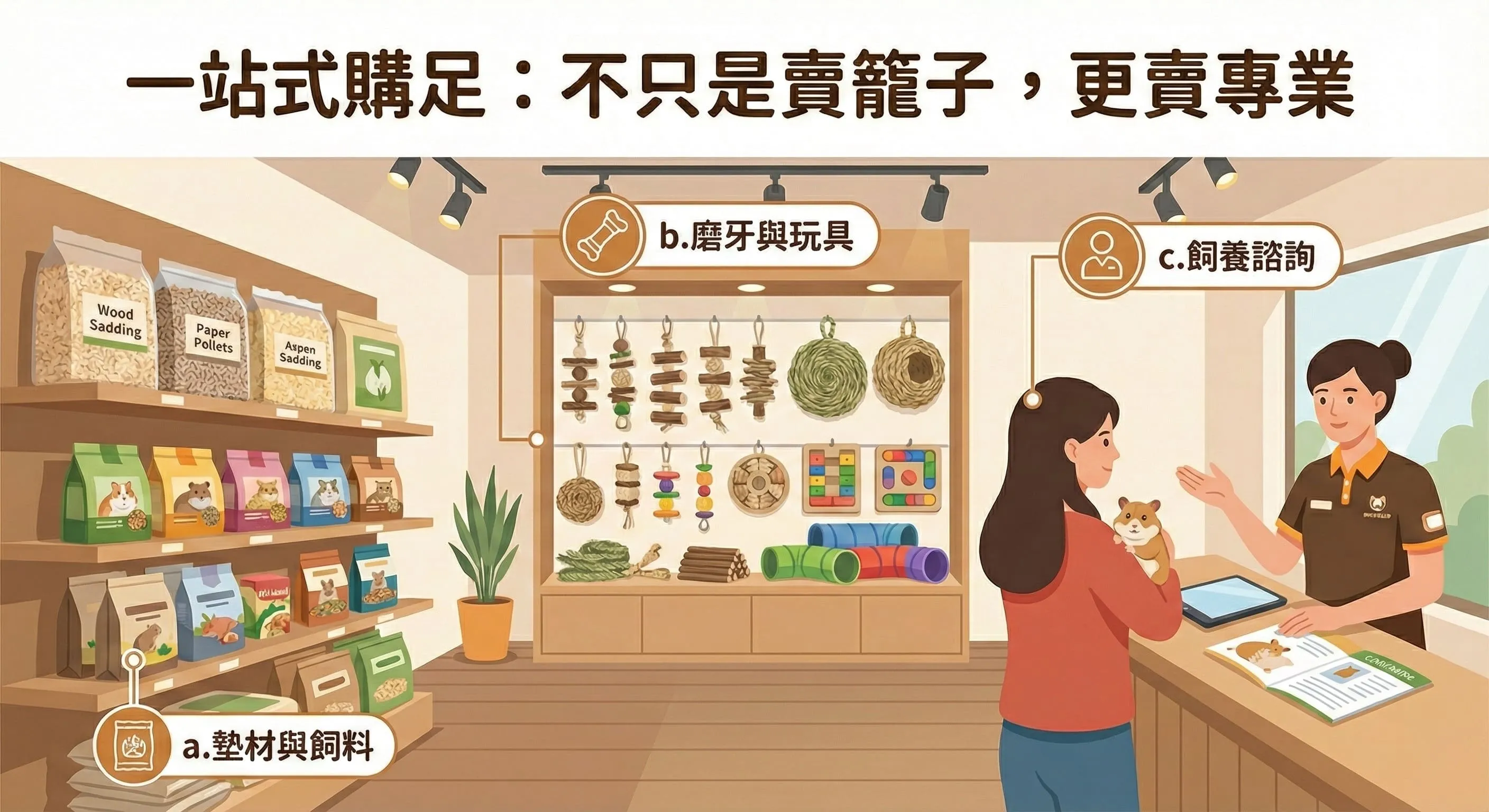 一站式購足：不只是賣籠子，更賣專業