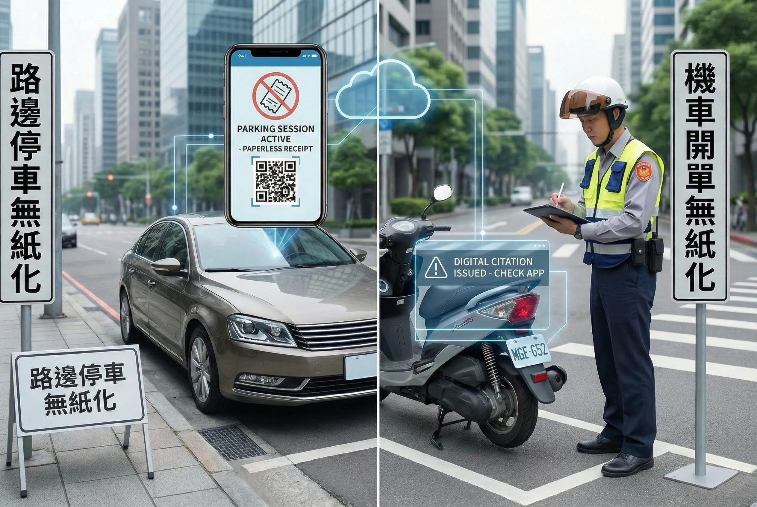 路邊停車與機車開單無紙化