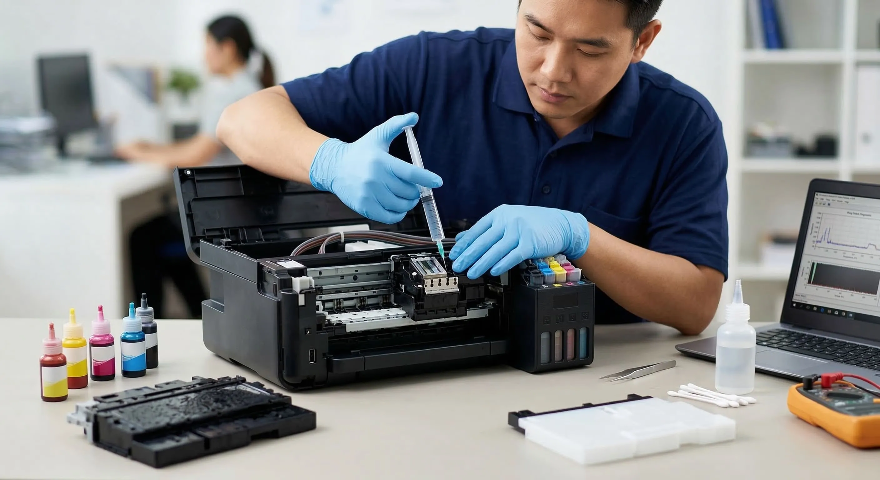 5-2噴墨設備的精密救援：EPSON 噴頭阻塞與廢墨處理