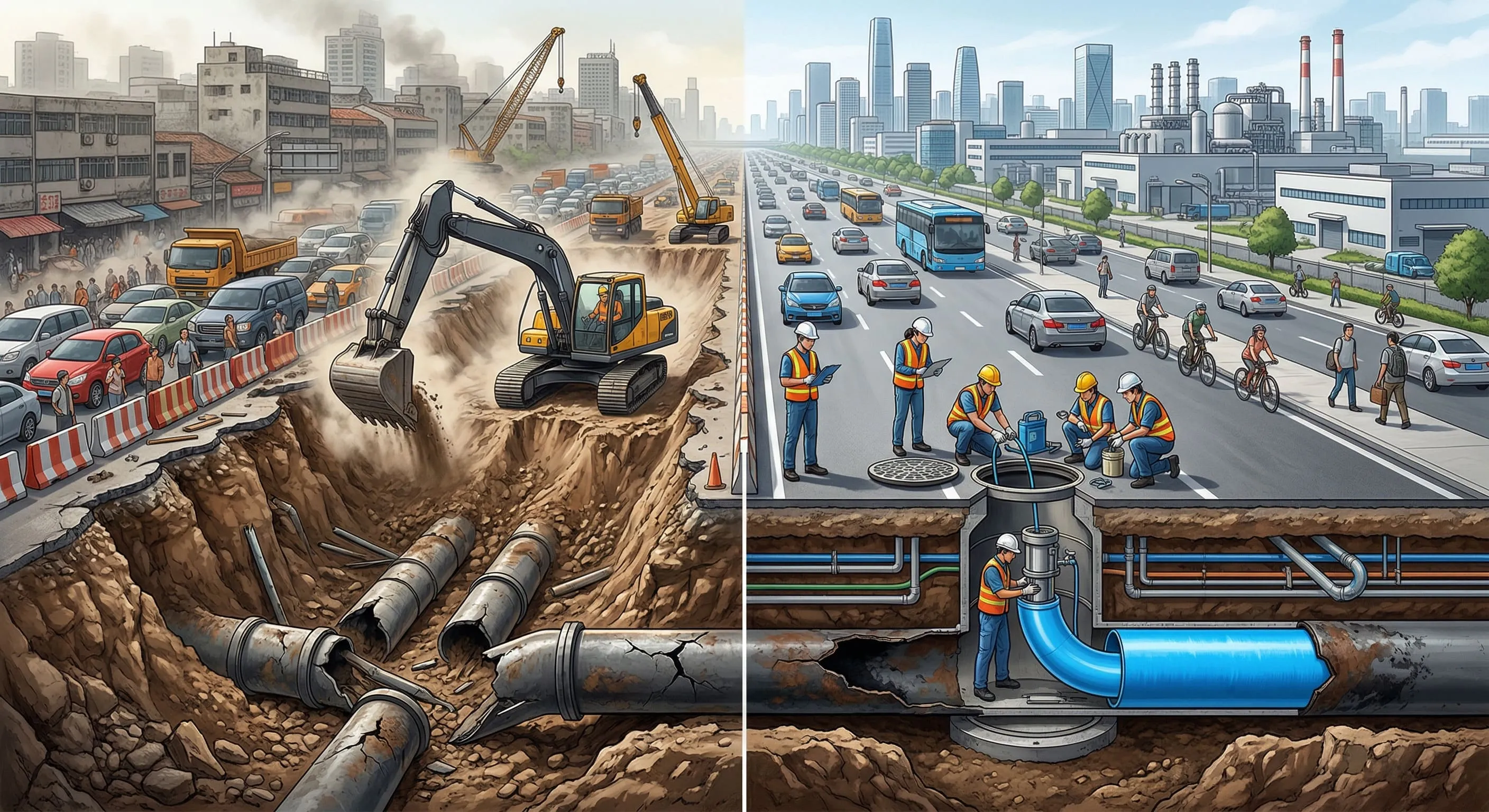 道路零開挖的地下微創手術：林內免開挖管線修復與內襯技術解析