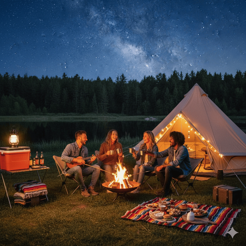 夜晚享受星空露營時光