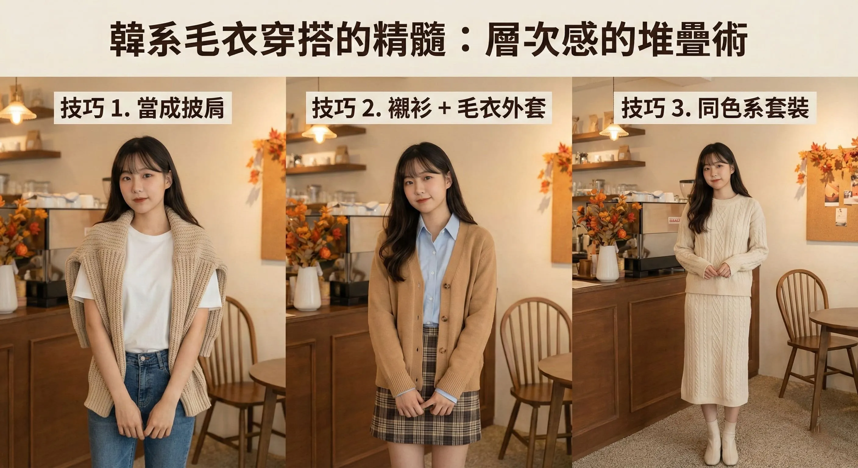 針織毛衣外套穿搭