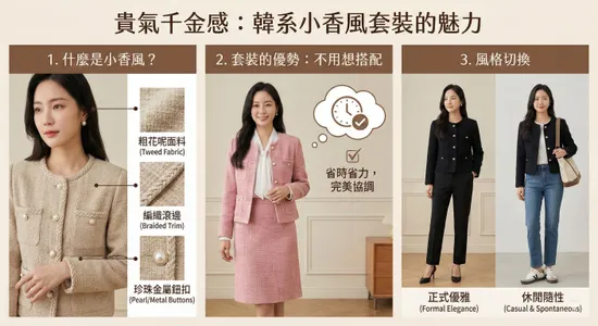 韓系小香風套裝與黑色短洋裝的吸睛法則