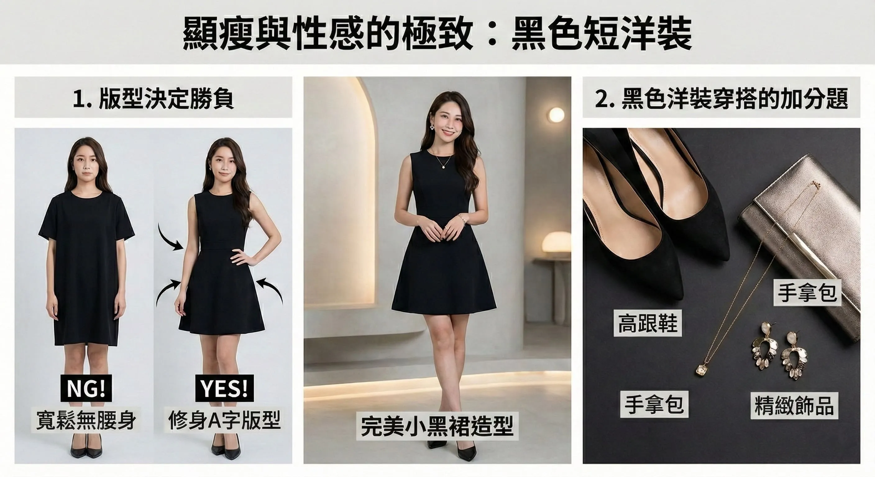 黑色短洋裝