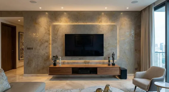 客廳的靈魂：用意想不到的預算打造豪宅級質感的「特殊漆電視牆」