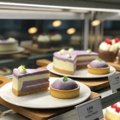 台中芋泥乳酪塔與芋頭蛋糕展示