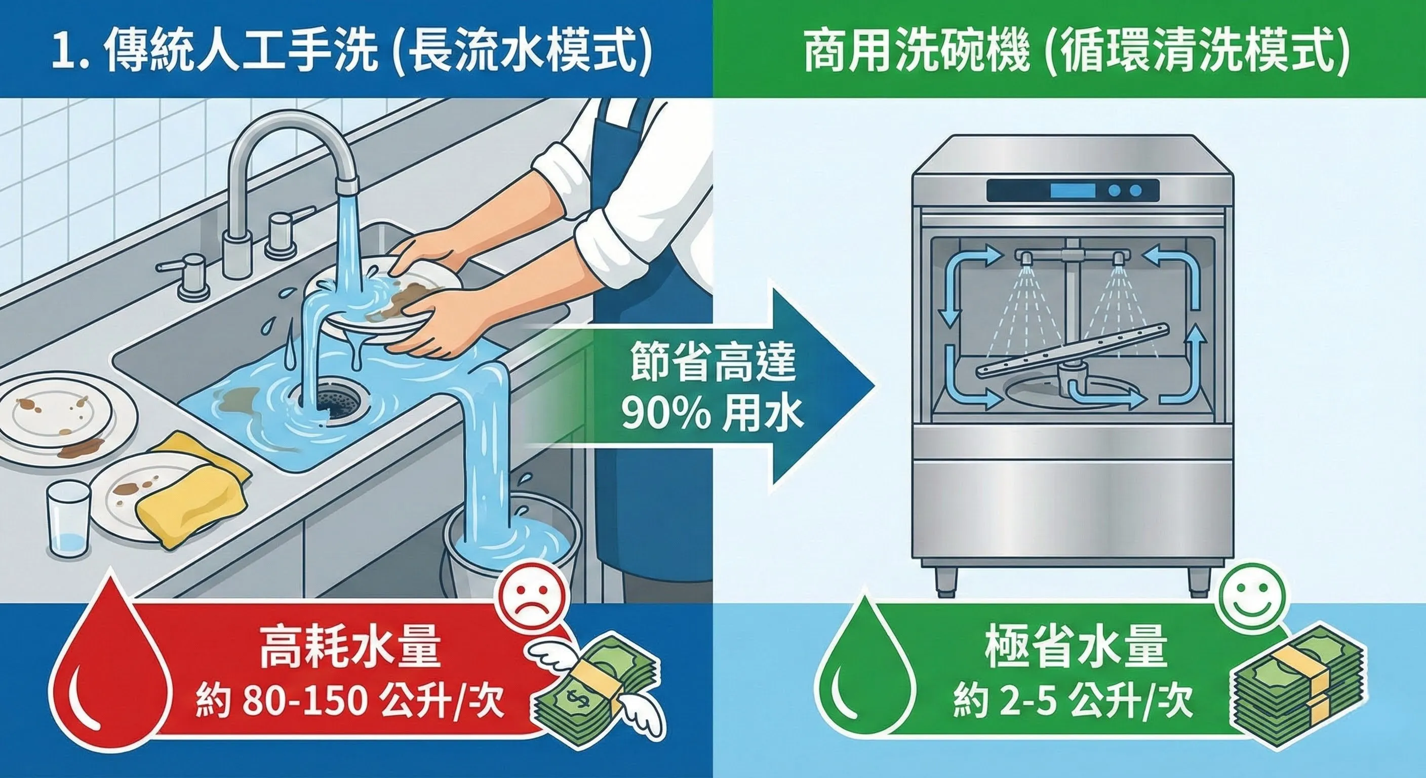餐廳洗碗機省水比較