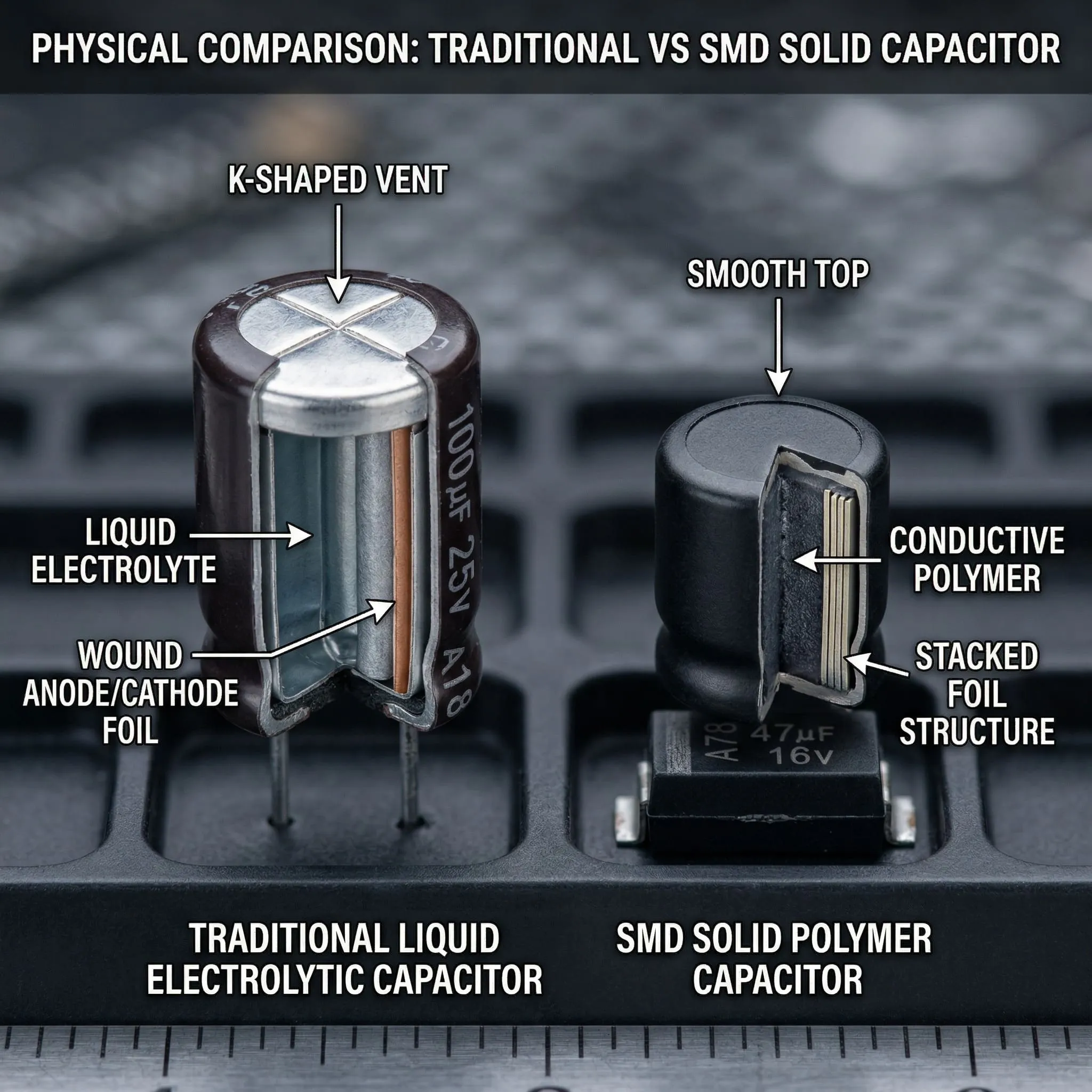 固態電容vs電解電容：鋁質固態電容與電解電容