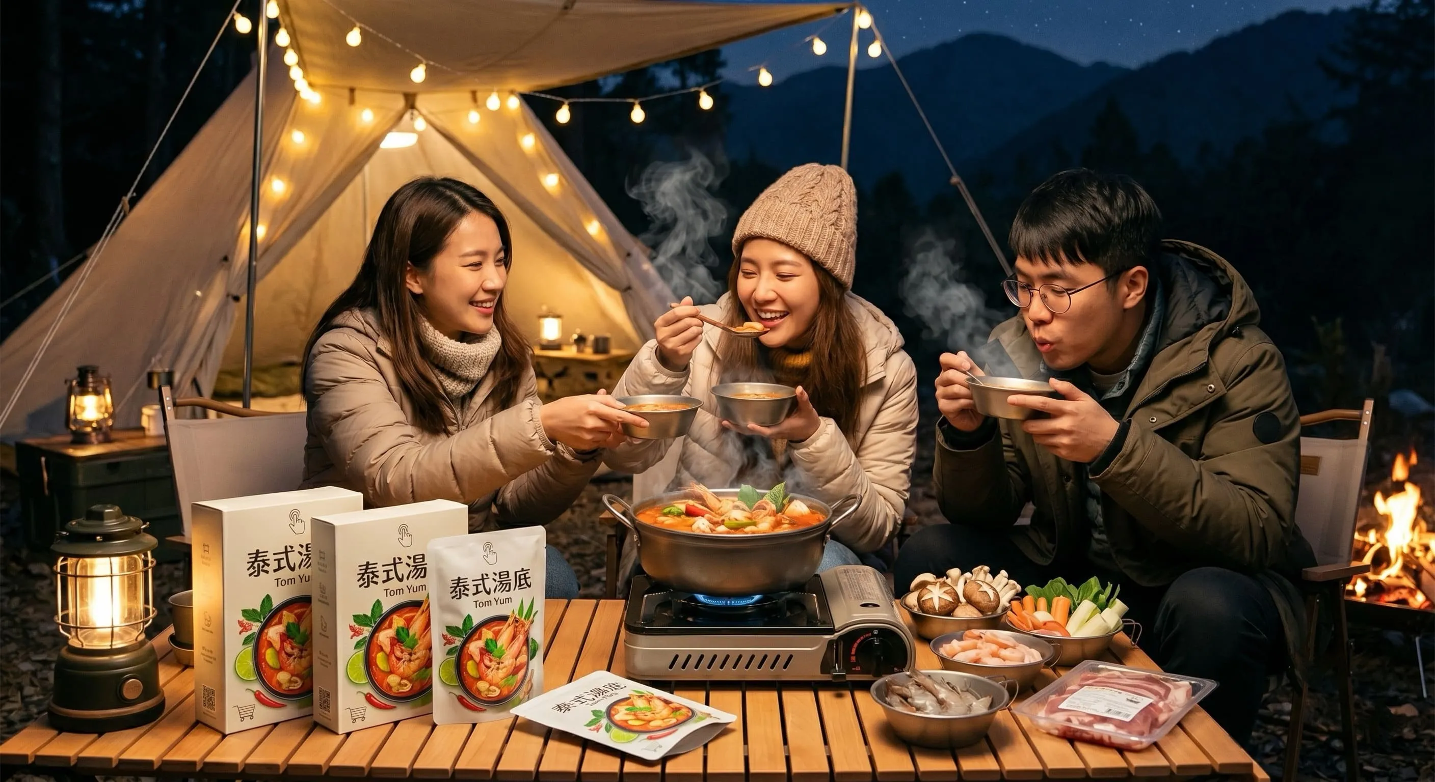 點亮星空下的野炊時光:露營必備的熱湯與美味