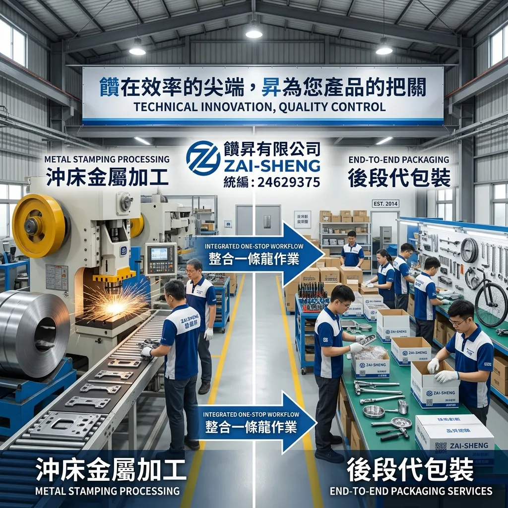 沖床機台正在運作,金屬板材進行沖壓,強調核心加工實力