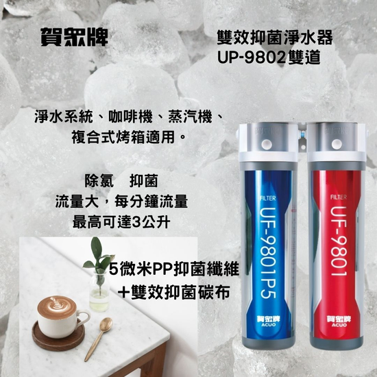 賀崧淨水 雙效抑菌淨水器UP-9802(雙道)