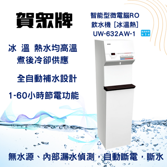 賀崧淨水 冰溫熱純水飲水機UR-632AW-1