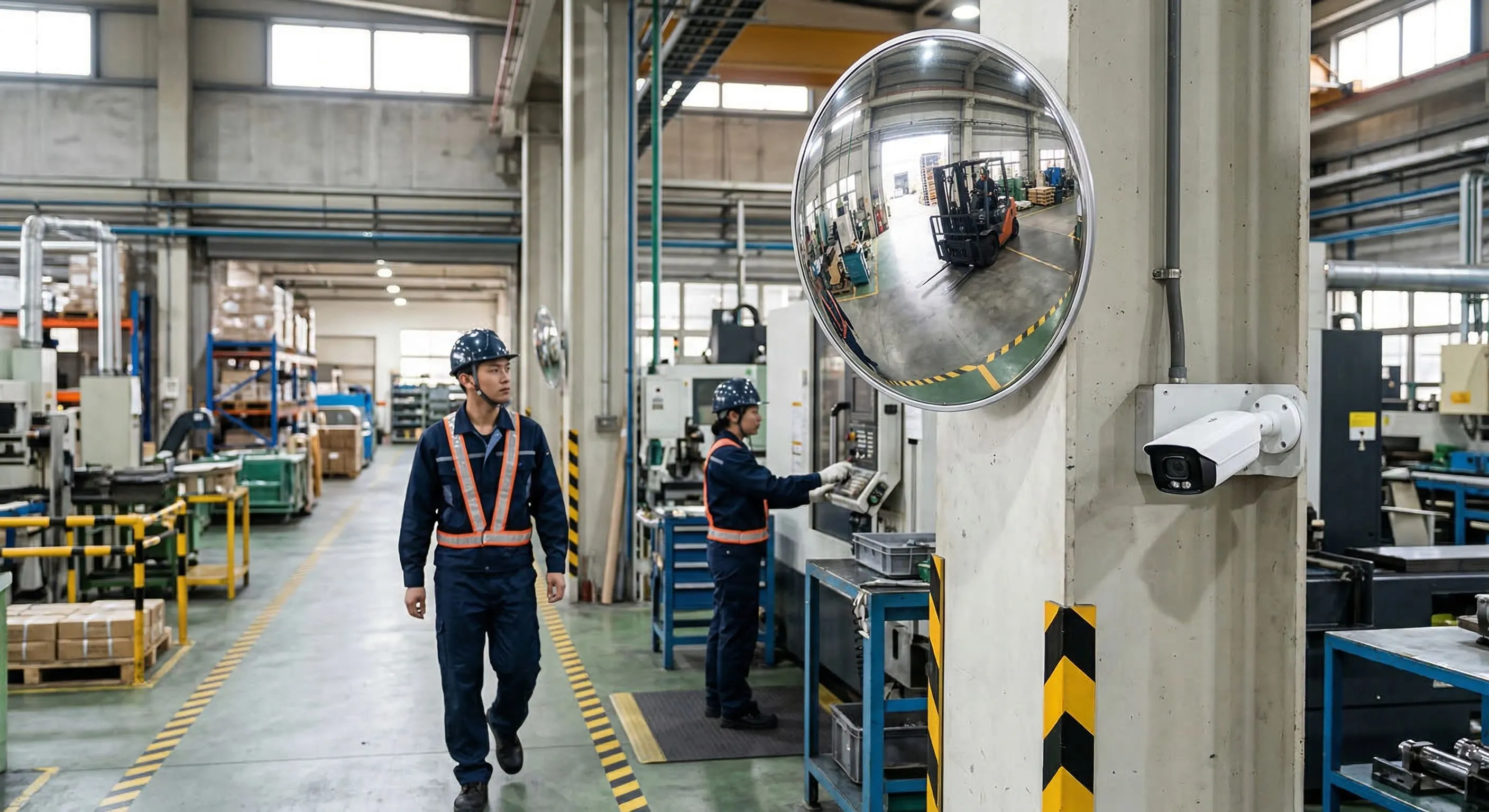1-1廠房安全防護升級：結合凸面鏡與 CCTV，打造無死角的