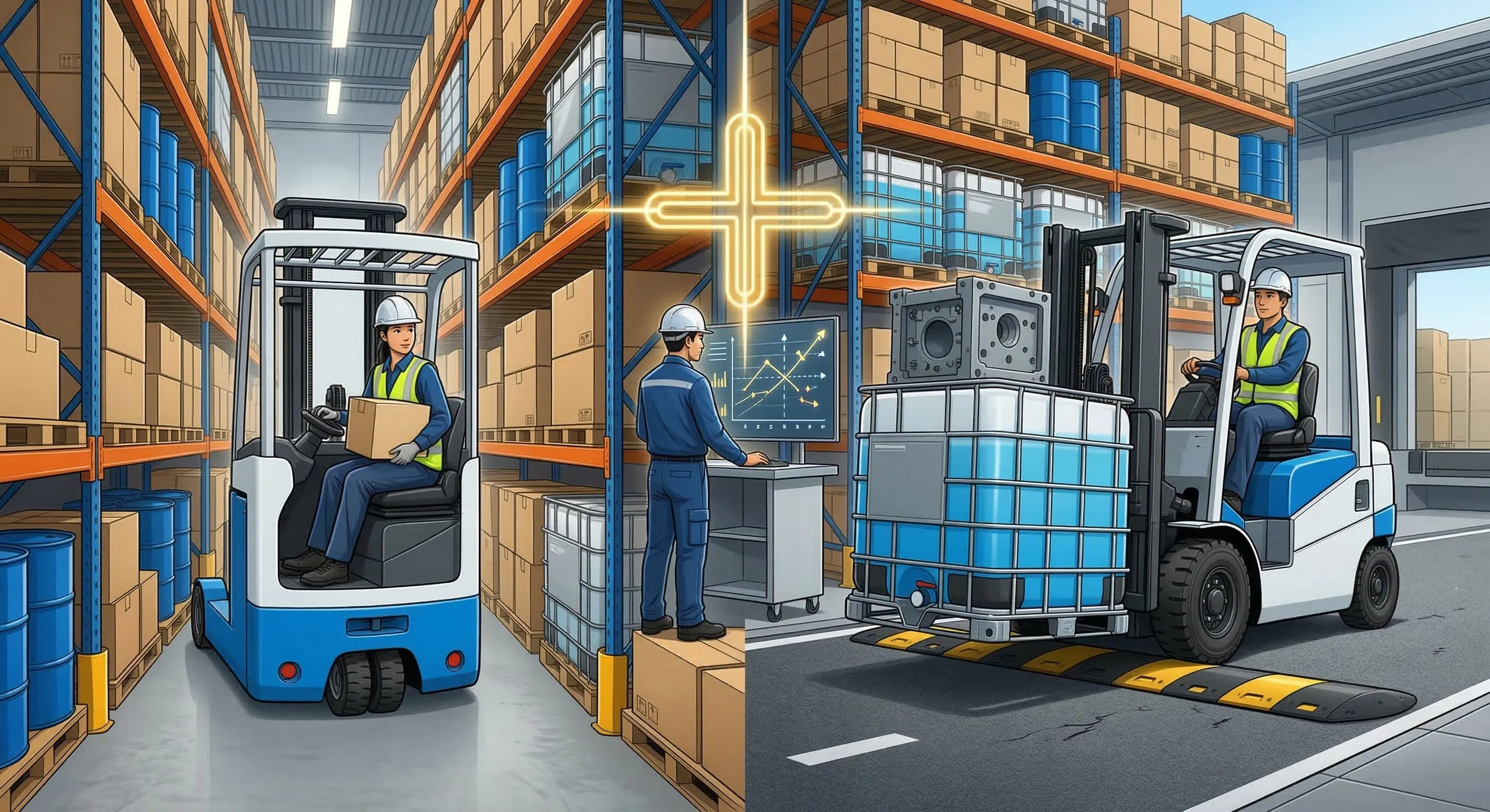 三輪電動堆高機與四輪電動堆高機